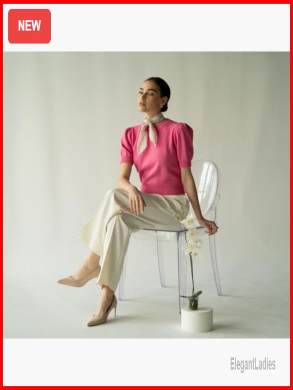 Puff Short Sleeve Sweater Top Spring Summer Trendy Crew Neck Casual Blouse - Picture 3 of 7